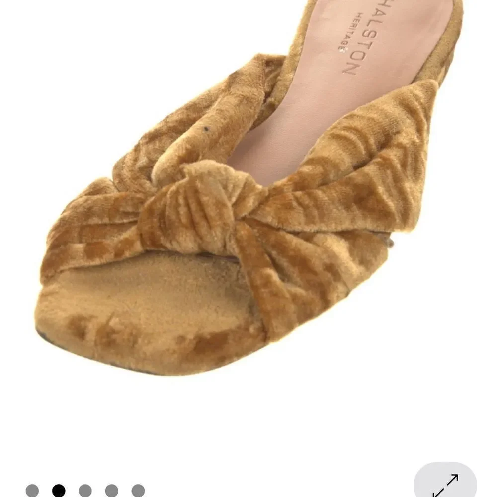 Halston Heritage Women's Brown Velvet Sandals - Picture 3 of 10